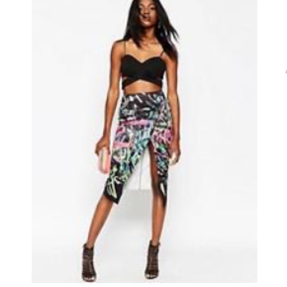 Black wrap skirt w/ front split