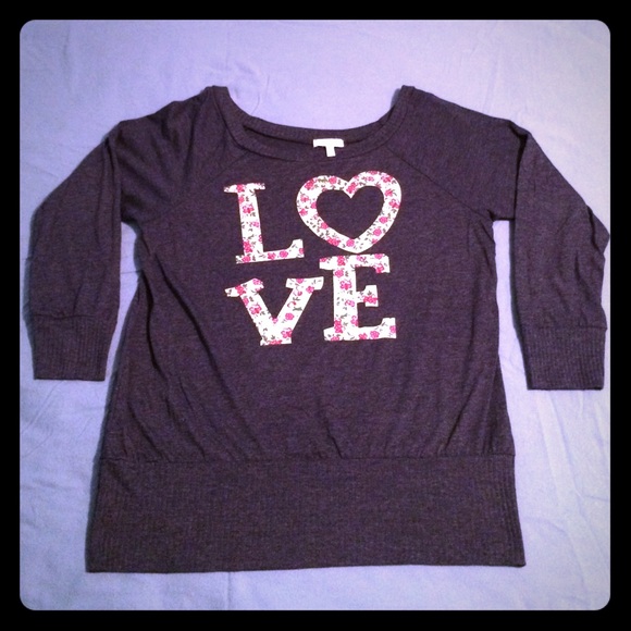 3/4 Sleeve Navy Blue LOVE Top