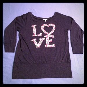 3/4 Sleeve Navy Blue LOVE Top