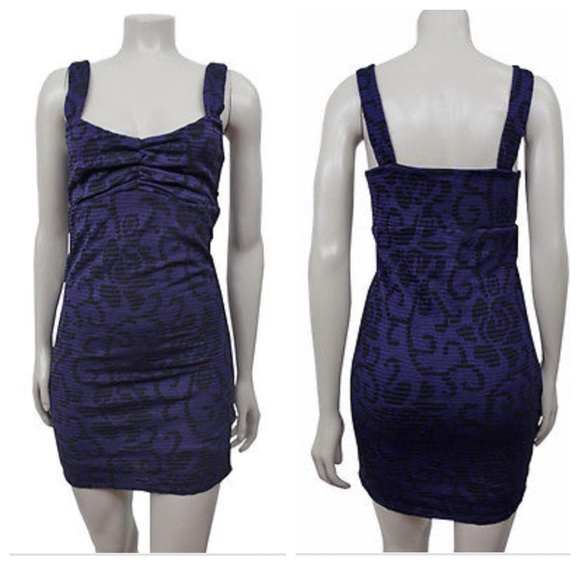 Free People Dresses & Skirts - Free People Black and Purple Flower BodyCon Dress