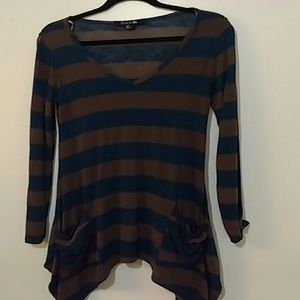 Brown and blue long sleeve top