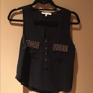 Black embellished tank top