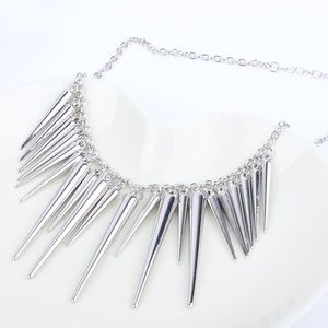NEW Alloy Exaggerate Spikes Punk Silver Necklace