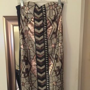 Gold and bronze sequin dress