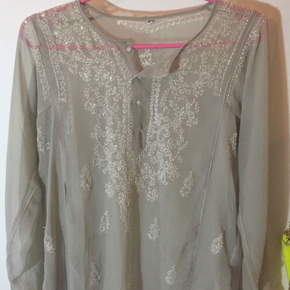 Ethnic embroidered grey blouse