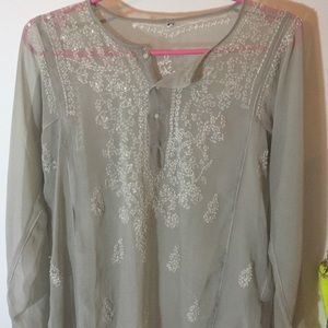 Ethnic embroidered grey blouse
