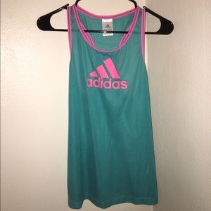 Adidas Neon Pink and Teal Athletic Tank