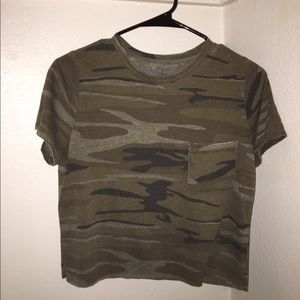 Camo Crop Pocket Tee