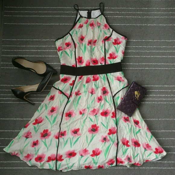 Tibi Halter Dainty Flare Watercolor Dress