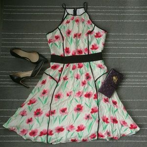 Tibi Halter Dainty Flare Watercolor Dress