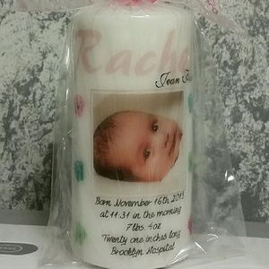 Baby announcement candles