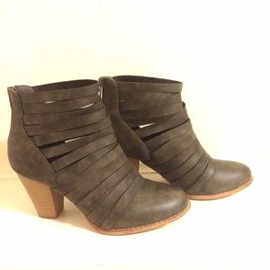 Taupe/Green Strappy Ankle Booties 7