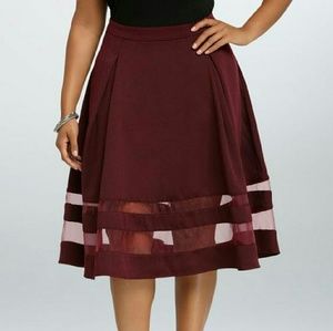Burgundy mesh skirt