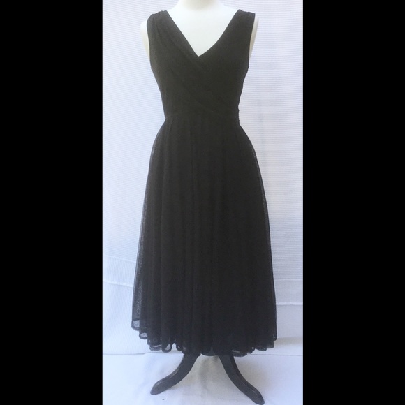 New Eshakti Black Knit & Tulle Midi Dress M 10 - Picture 2 of 6