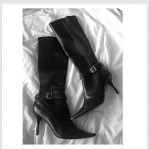 Calvin Klein Black Leather Knee High Boots