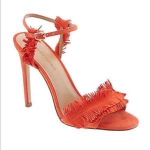 Banana Republic orange fringe heel // stilettos