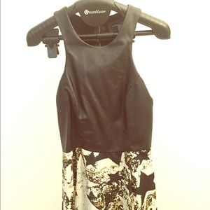 Akira Faux Leather Mini Dress w/ Star Print Skirt