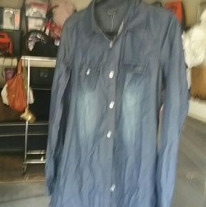 Stretchy faded Jean long shirt