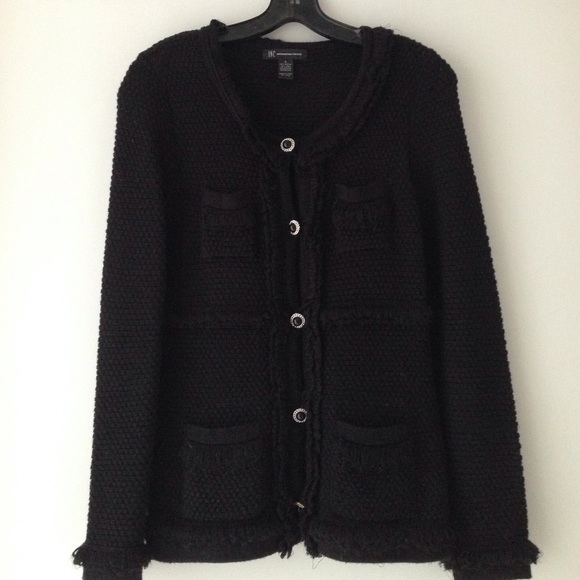 INC International Concepts Cardigan Black Sweater