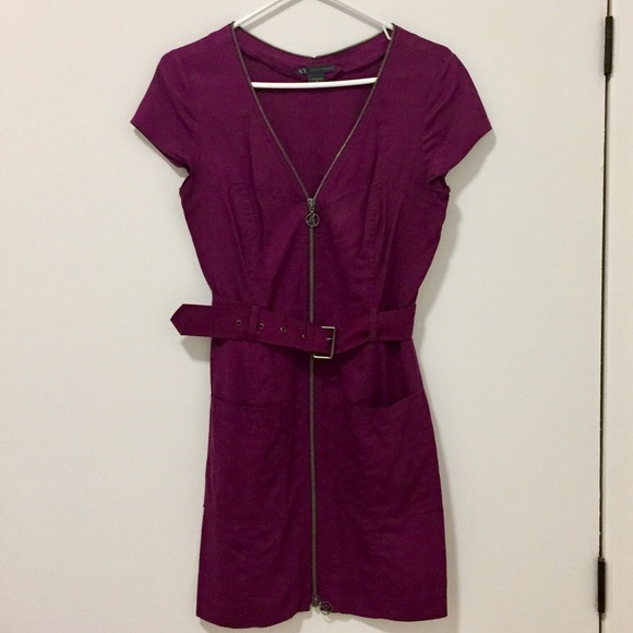 Armani Exchange Belted Zipper Dress