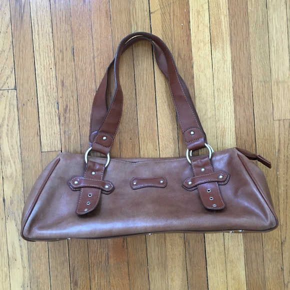 Rina Rich Brown Leather Triple Zipper Purse