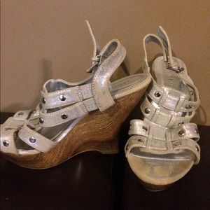 Charlotte Russe silver wedge sandals