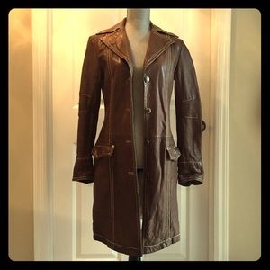 Vintage True Religion Brown Leather Coat