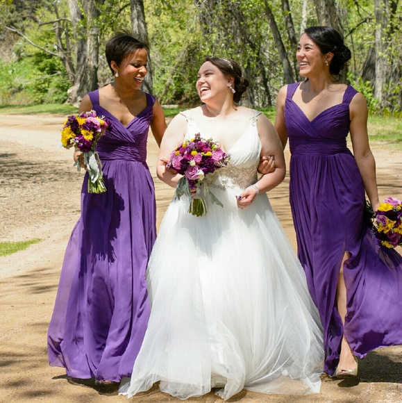 Purple, chiffon bridesmaid dress by After Six