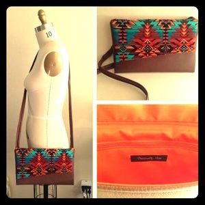 Navajo Print Purse W/ Orange Interior