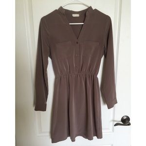 Long-Sleeve Mini Dress, Brown