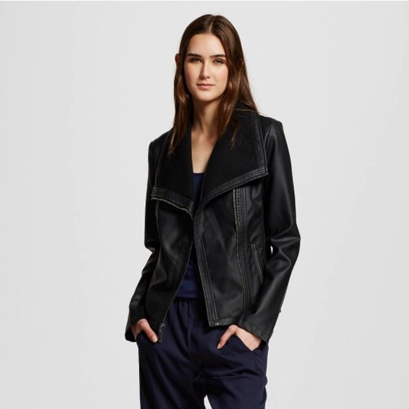 Women's Rib Trim Faux Leather jacket. Mossimo.