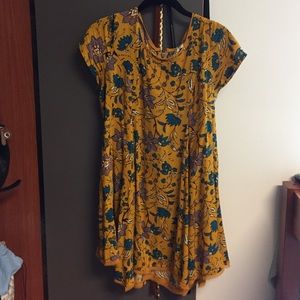 Floral yellow swing dress