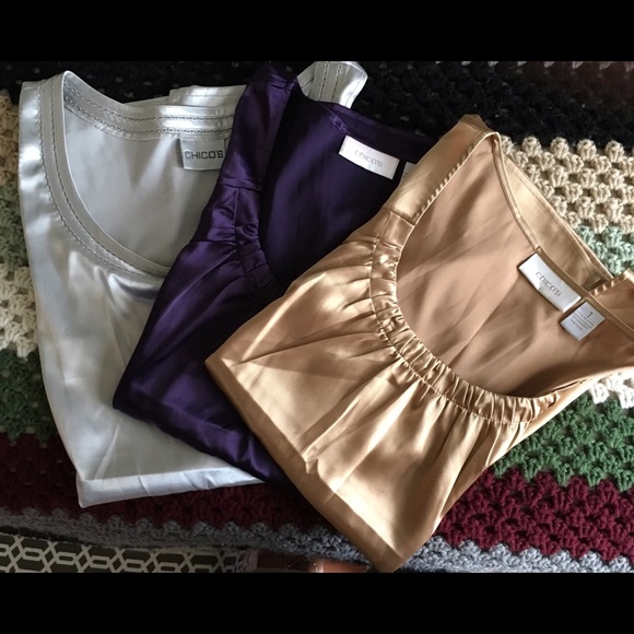 Bundle of 3 Chicos Silky/Satiny Tanks Sz 1