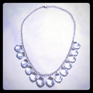 Silver shell necklace with rhinestones