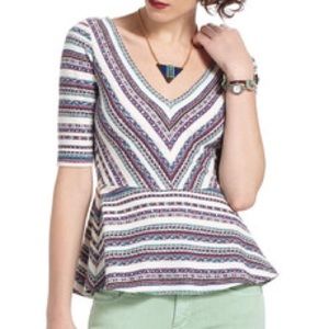 Anthropologie Deletta 3/4 Sleeve Peplum Top