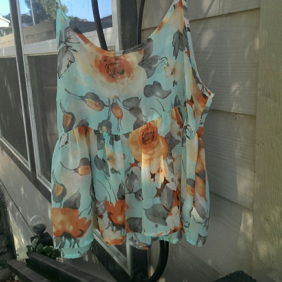 Sheer floral peplum cami