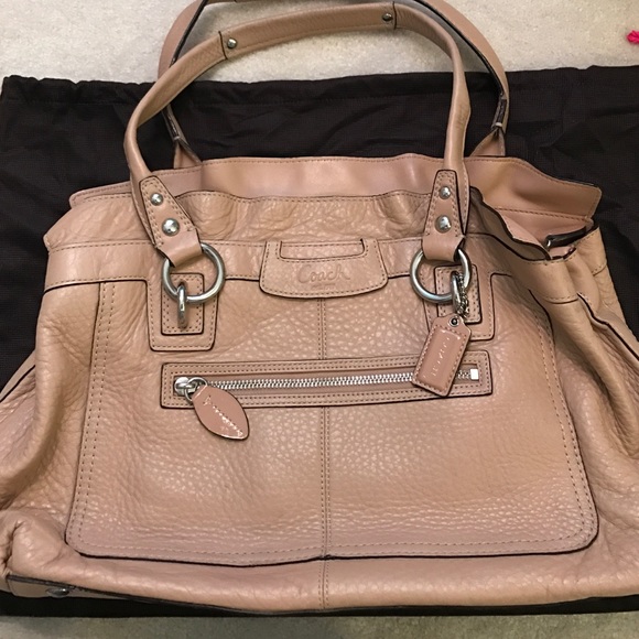 Tan leather coach purse