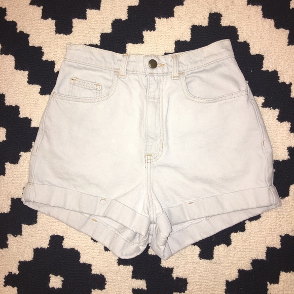 American Apparel Light-Wash High-Wasted Shorts