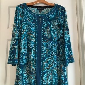 INC teal paisley tunic