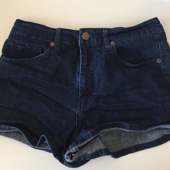 dark blue denim shorts