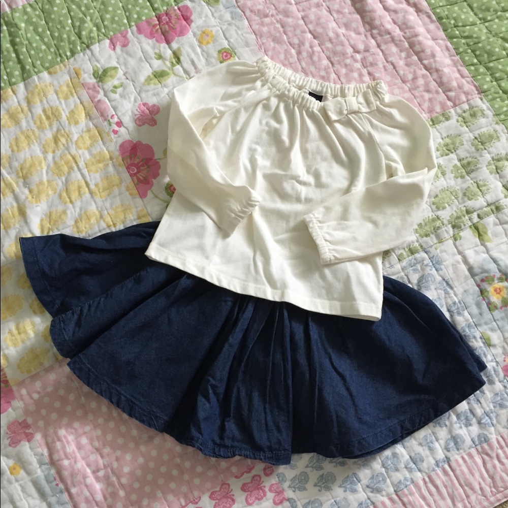 Gap girl denim skirt + top set