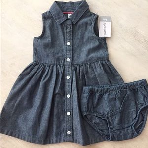 Denim dress with matching bloomers