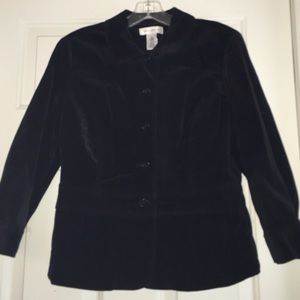 Isaac Mizrahi black velvet button up jacket
