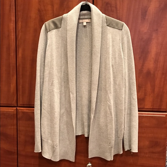 Banana Republic Open Cardigan with Leather Trim XS