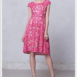 Pink and cream Anthropologie dress.