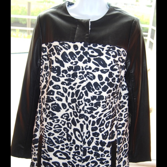 Chico,s NWOT Faux Leather Leopard Print Jacket