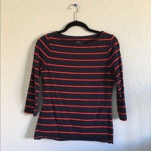 Fitted striped shirt with 3/4 sleeves