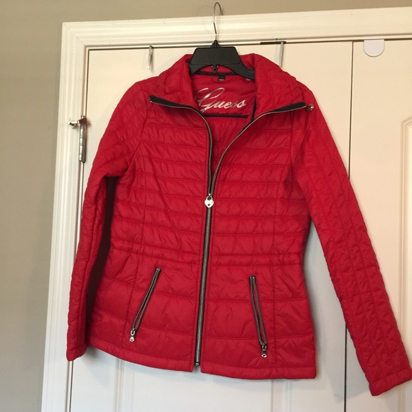 Guess red puffer coat