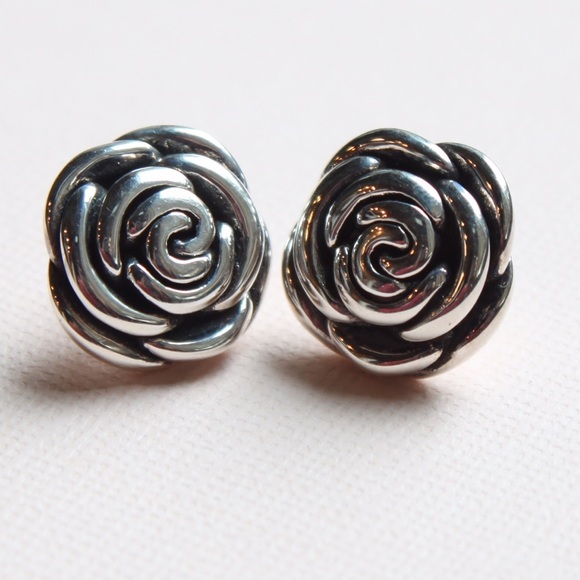 Sterling Silver Rose Earrings