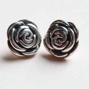 Sterling Silver Rose Earrings